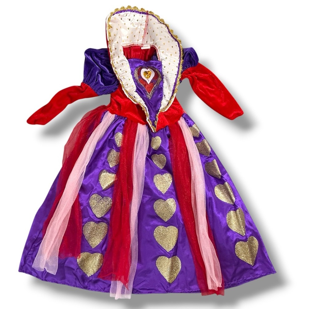 Alice Wonderland Costume Queen of Hearts Red Purple Gold Cracker Barrel Girl 4/5 - Picture 4 of 16